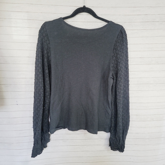 MADEWELL MIXED MEDIA EYELET SLEEVE SHIRT, SZ MEDIUM - Picture 8 of 10